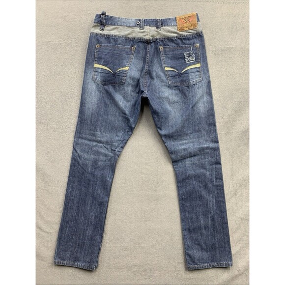Original SYN Denim Jeans 1983 Men's Size 36X34 Blue Destroyed Distressed - Picture 3 of 16